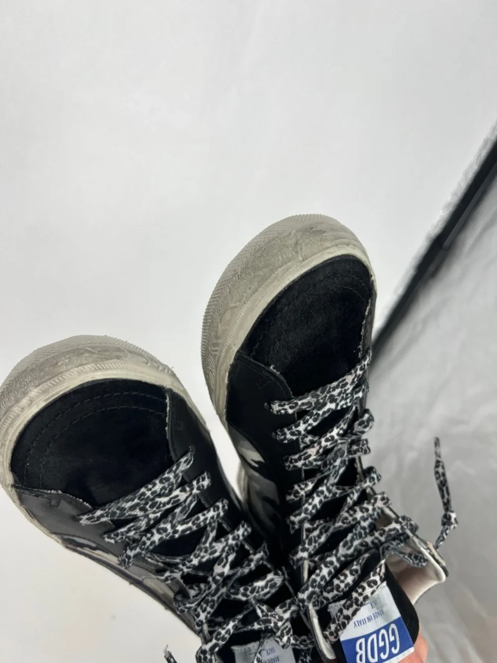 Golden Goose Slide camo glitter High-Top Sneakers in Black, Gray & Purple